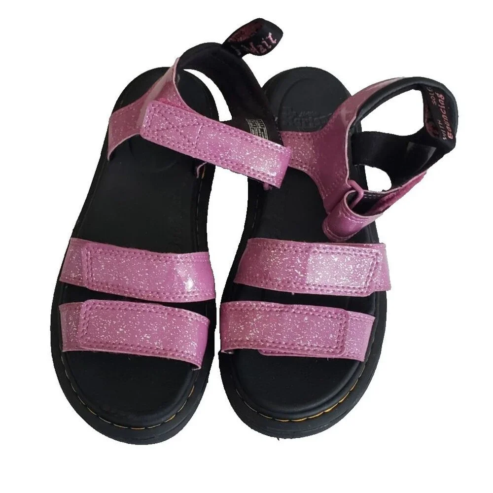 Doc Dr. Martens Klaire J Strappy Sandals Girl's Size 5 Glittery Pink Purple